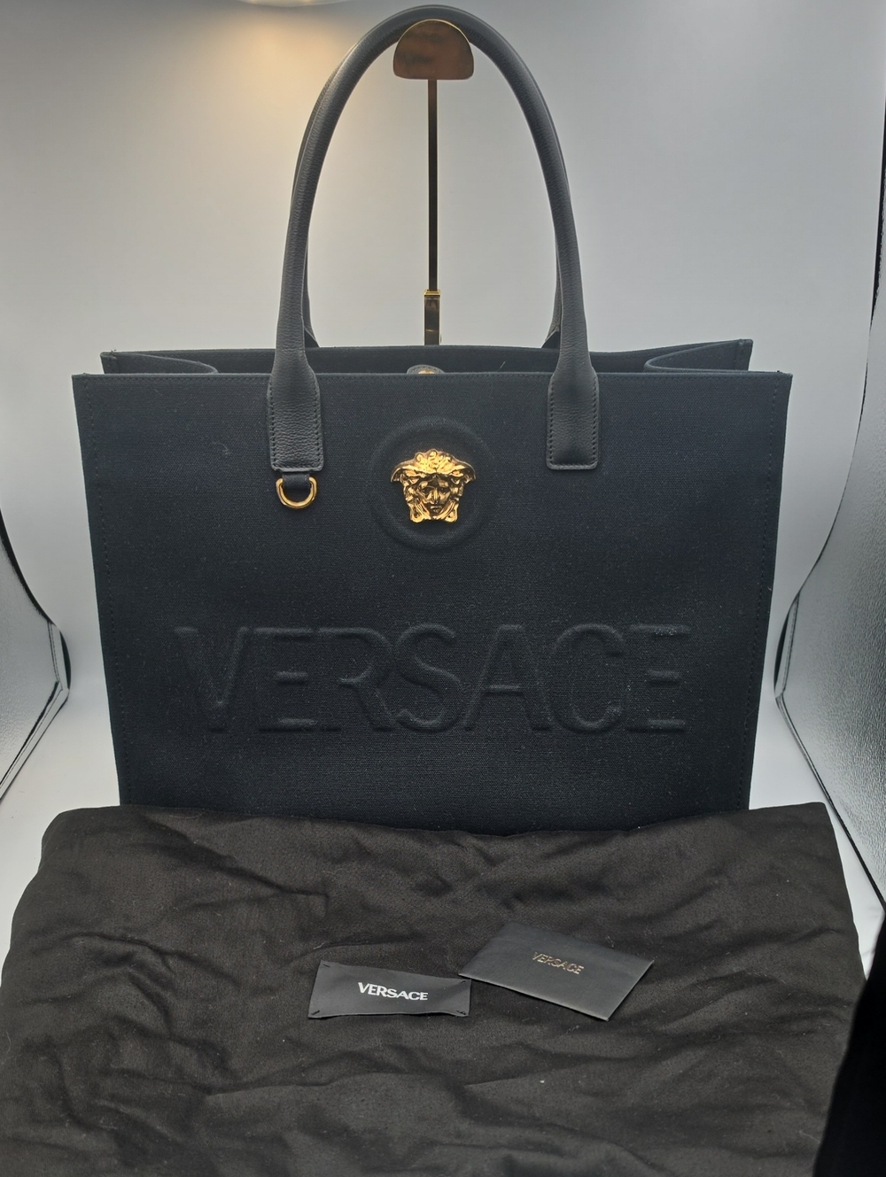 Versace La Medusa Canvas Gold Hardware Large Shoulder Tote (FULL INC.)COA✨️🖤✨️.